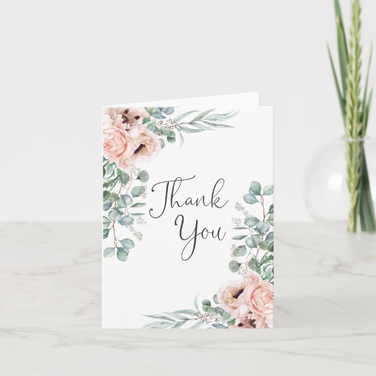 Soft Pastel Watercolor Floral Thank You | Zazzle