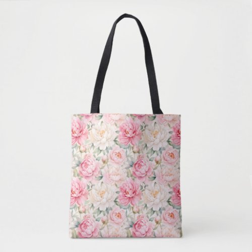 Soft Pastel Watercolor Peony Blossoms Tote Bag
