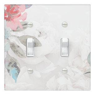 Soft Pastel Watercolor Peony Floral Light Switch Cover