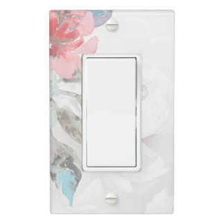 Soft Pastel Watercolor Peony Floral Light Switch Cover