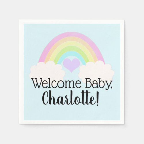 Soft Pastel Watercolor Rainbow Welcome Baby Napkin