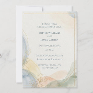 Soft Pastel Watercolour Abstract Botanical Wedding Invitation