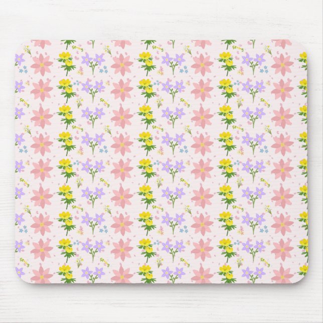 Soft Pastel Wildflower Botanical Pattern Mousepad  (Front)