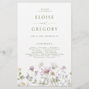 Soft Pastel Wildflower Botanical Wedding Program
