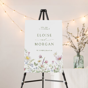 Soft Pastel Wildflower Botanical Wedding Welcome Foam Board