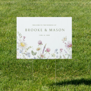 Soft Pastel Wildflower Botanical Wedding Welcome Sign