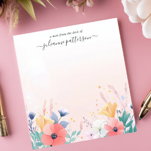 Soft Pastel Wildflower Garden Personalized Name Notepad