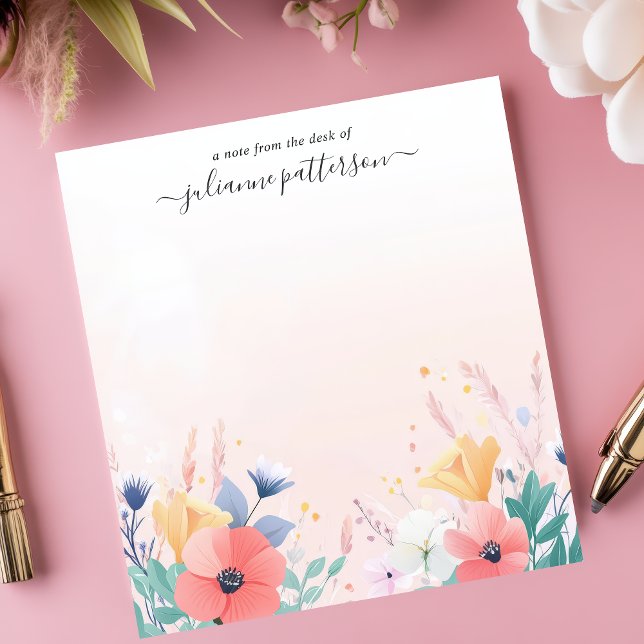 Soft Pastel Wildflower Garden Personalized Name Notepad (Creator Uploaded)