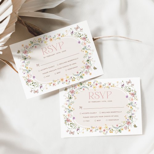 Soft Pastel Wildflower Garden Wedding RSVP Card