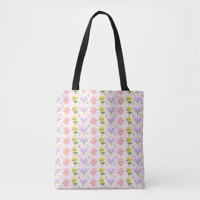  ​Soft Pastel Wildflower Pattern Tote Bag (Front)