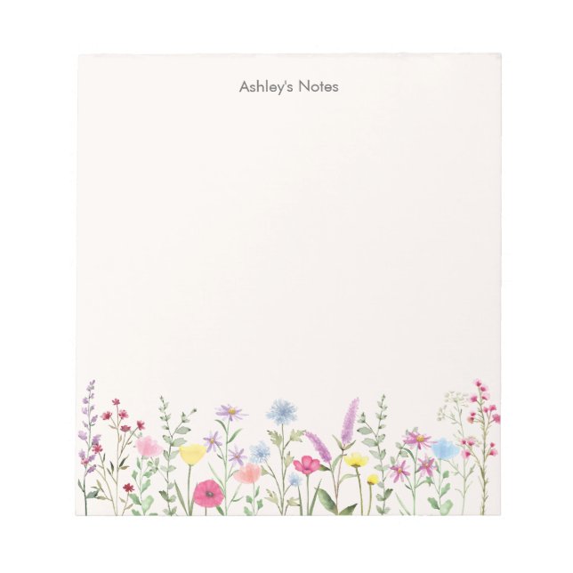 Soft Pastel Wildflower Personalized Notepad (Front)