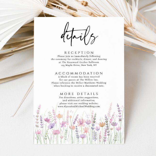 Soft Pastel Wildflower Wedding Details Enclosure Card (Creator Uploaded)