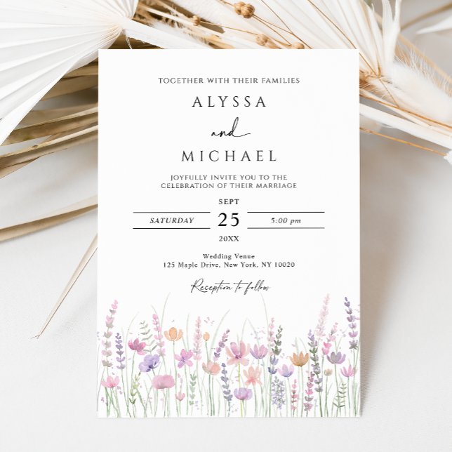Soft Pastel Wildflower Wedding Invitation (Creator Uploaded)