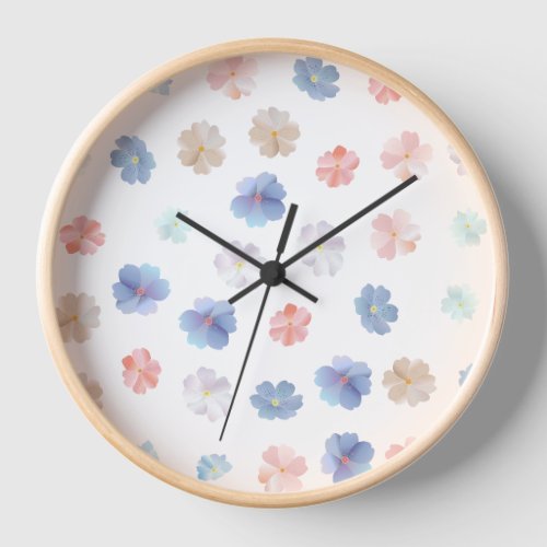 Soft Pastel Wildflowers Pattern Clock