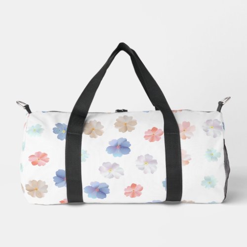 Soft Pastel Wildflowers Pattern Duffle Bag