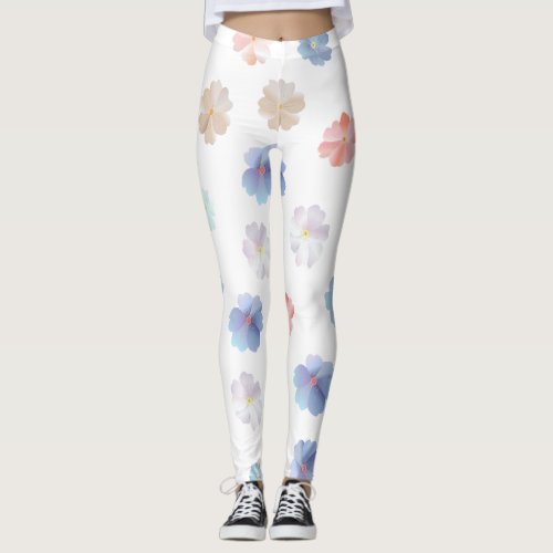 Soft Pastel Wildflowers Pattern Leggings