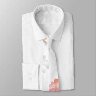 Soft Pastel Wildflowers Pattern Neck Tie