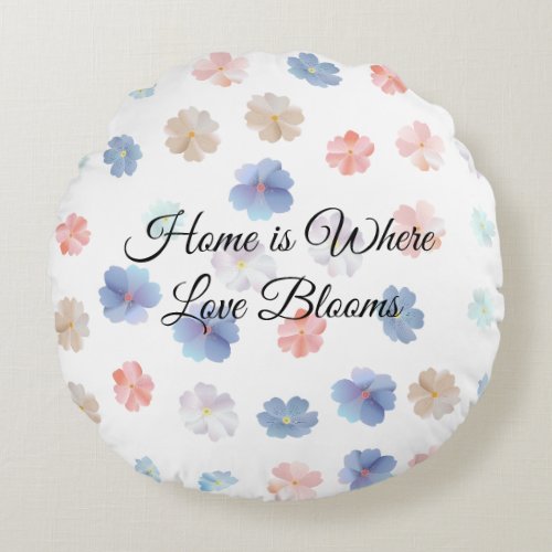 Soft Pastel Wildflowers Pattern Round Pillow
