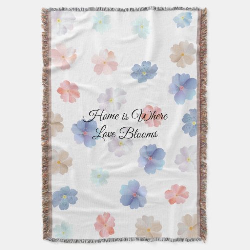 Soft Pastel Wildflowers Pattern Throw Blanket