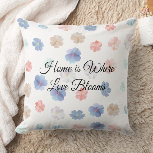 Soft Pastel Wildflowers Pattern Throw Pillow