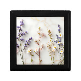Soft Pastel Wildflowers Stained Glass Floral Art  Gift Box