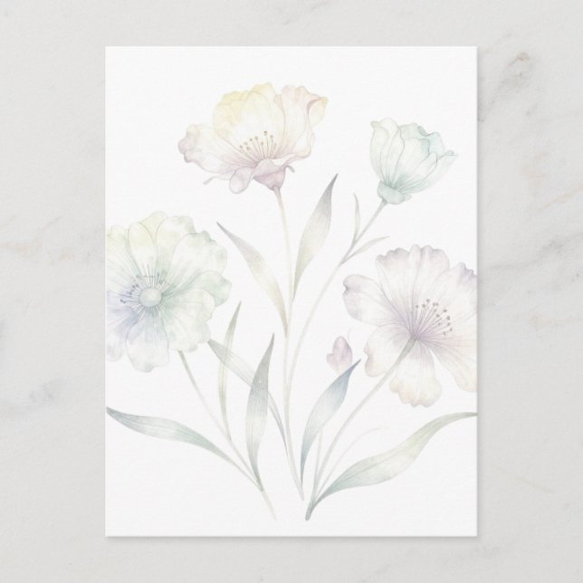 Soft Pastel Wildflowers Watercolor Grace Postcard (Front)