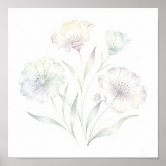 Soft Pastel Wildflowers Watercolor Grace Poster (Front)