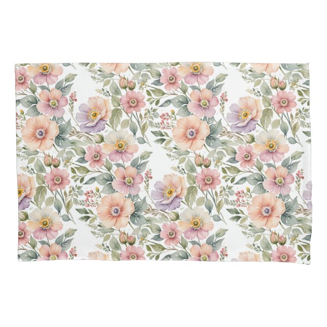 Soft Pastel Windflower Sprays Pillow Case (Front)