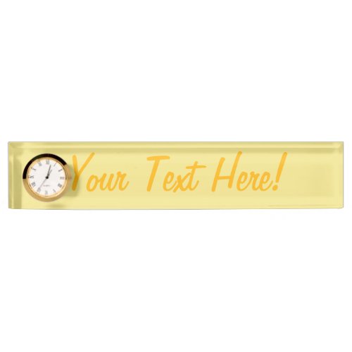 Soft pastel yellow decor ready to customize desk name plate