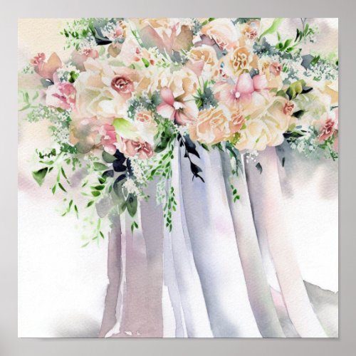 Soft Pastels Bridal Cascading Bouquet 1 Poster