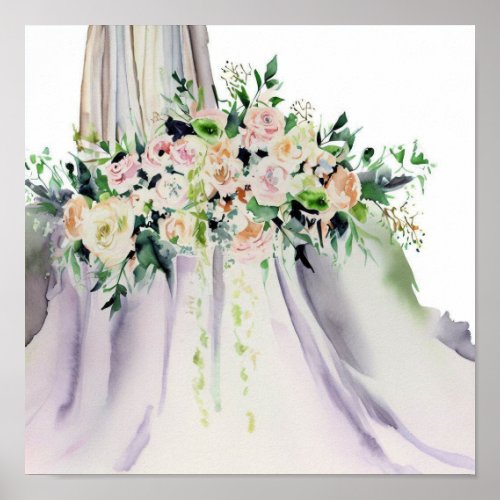 Soft Pastels Bridal Cascading Bouquet 2 Poster