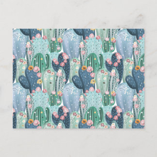 Soft Patel Cactus Pattern Holiday Postcard