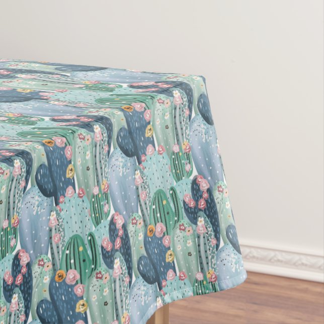 Soft Patel Cactus Pattern Tablecloth (In Situ)