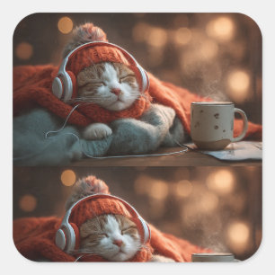 Soft Pause – Cozy Winter Cat Sticker