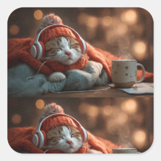 Soft Pause – Cozy Winter Cat Sticker