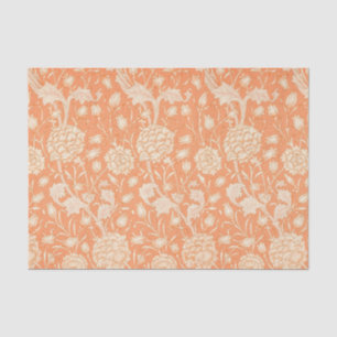 Soft Peach Background with White Flowers Decoupage Tissue Paper