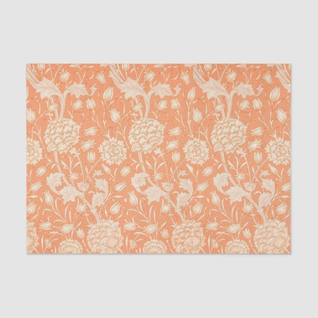 Soft Peach Background with White Flowers Decoupage Tissue Paper (Front)