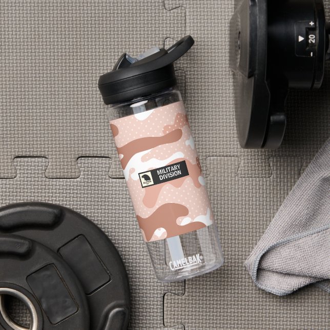 Soft Peach Camouflage Pattern Water Bottle (Gym (Rotated))