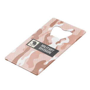 Soft Peach Camouflage Polka Dot Pattern Credit Card Bottle Opener