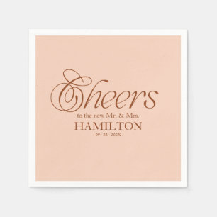 Soft Peach Cheers Modern Minimalist Wedding Napkins