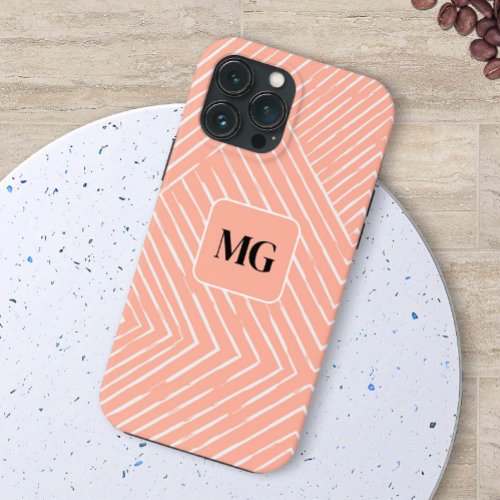 Soft Peach Chic Geometric Design iPhone 13 Pro Max Case