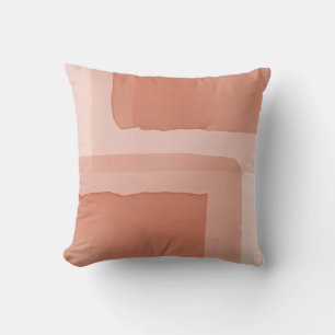Soft Peach & Clay Watercolor Geometric Decorative Throw Pillow