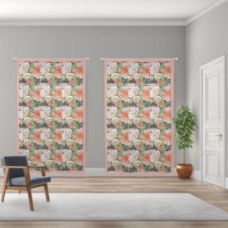 SOFT-PEACH,CREAM AND GREEN COLORS/FLORAL/CAMELLIAS