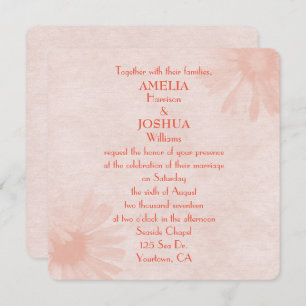 Soft Peach Daisy Wedding Invitation