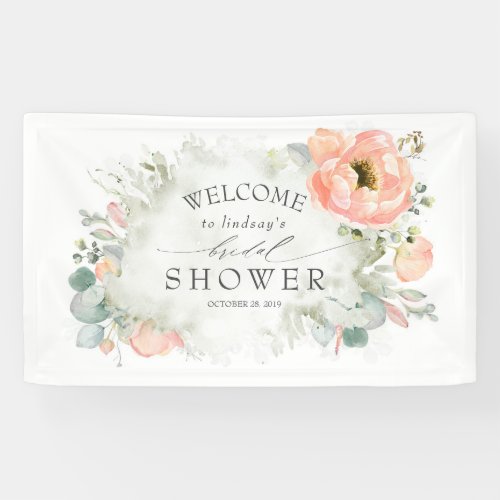 Soft Peach Floral Bridal Shower Banner