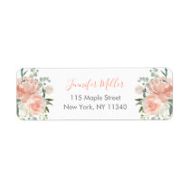 Soft Peach Floral Bridal Shower Label