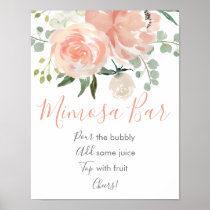Soft Peach Floral Bridal Shower Mimosa Bar Poster
