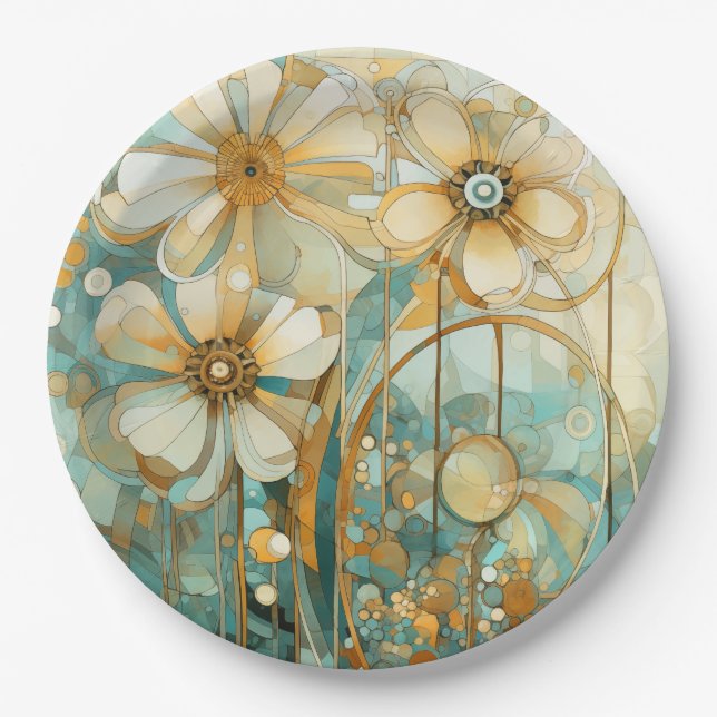 Soft Peach Garden 3 Paper Plates (Front)