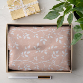 Soft Peach Minimalist Botanical Woven Branches Tissue Paper
