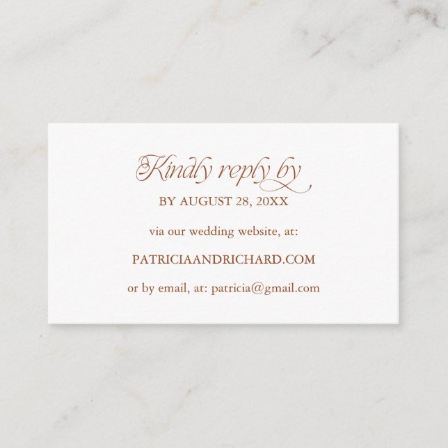 Soft Peach Minimalist Online RSVP Wedding Website Enclosure Card (Front)